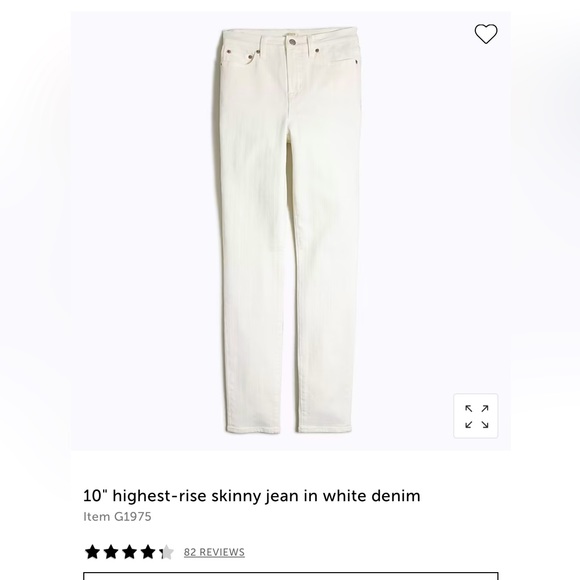 J Crew Factory - 10" highest-rise skinny jean in white denim
Item G1975 - Picture 1 of 5